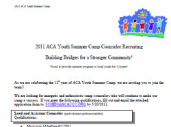 2011 Summer Camp Counselor Form
