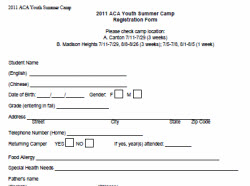 2011 Summer Camp Registration Form